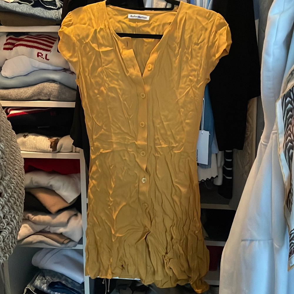 Reformation mustard dress